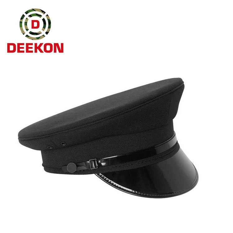 Black Peaked Officer Cap