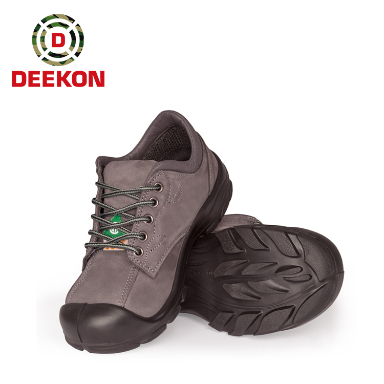 Gray Plain Leather  Sport Shoes