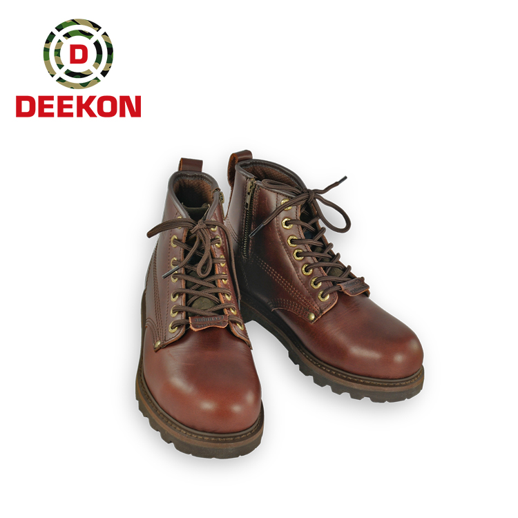 Brown Shiny Leather Safety Shoes