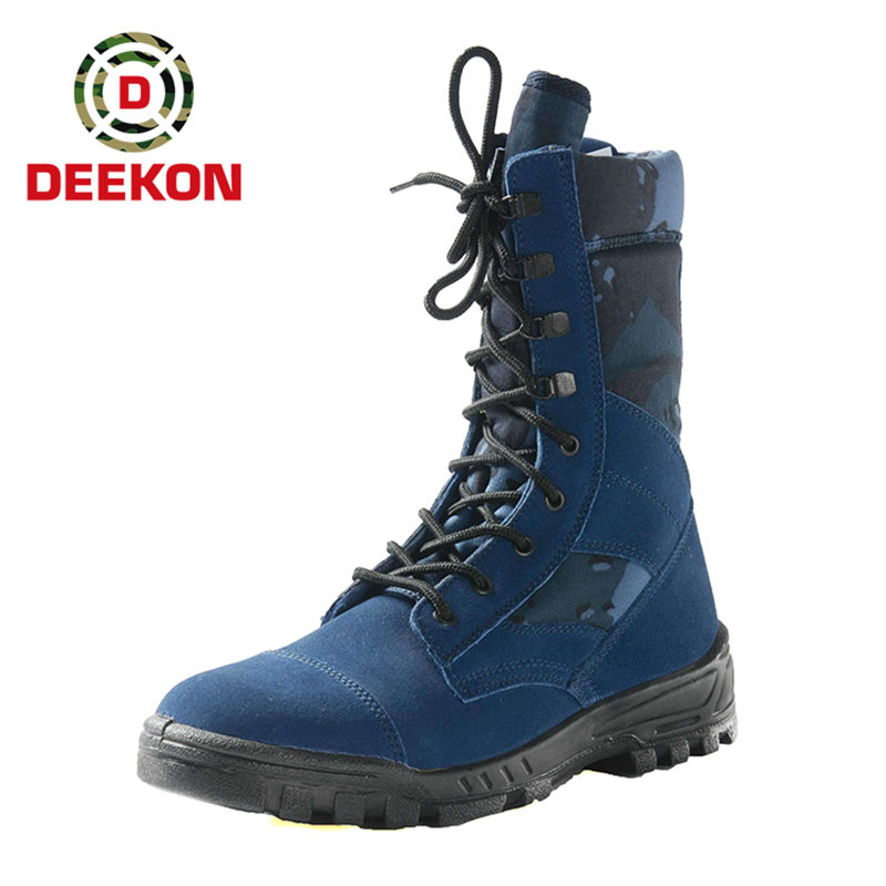 Blue Camouflage Military Boot