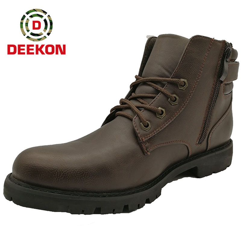 Brown Leather Shoes with Zipper